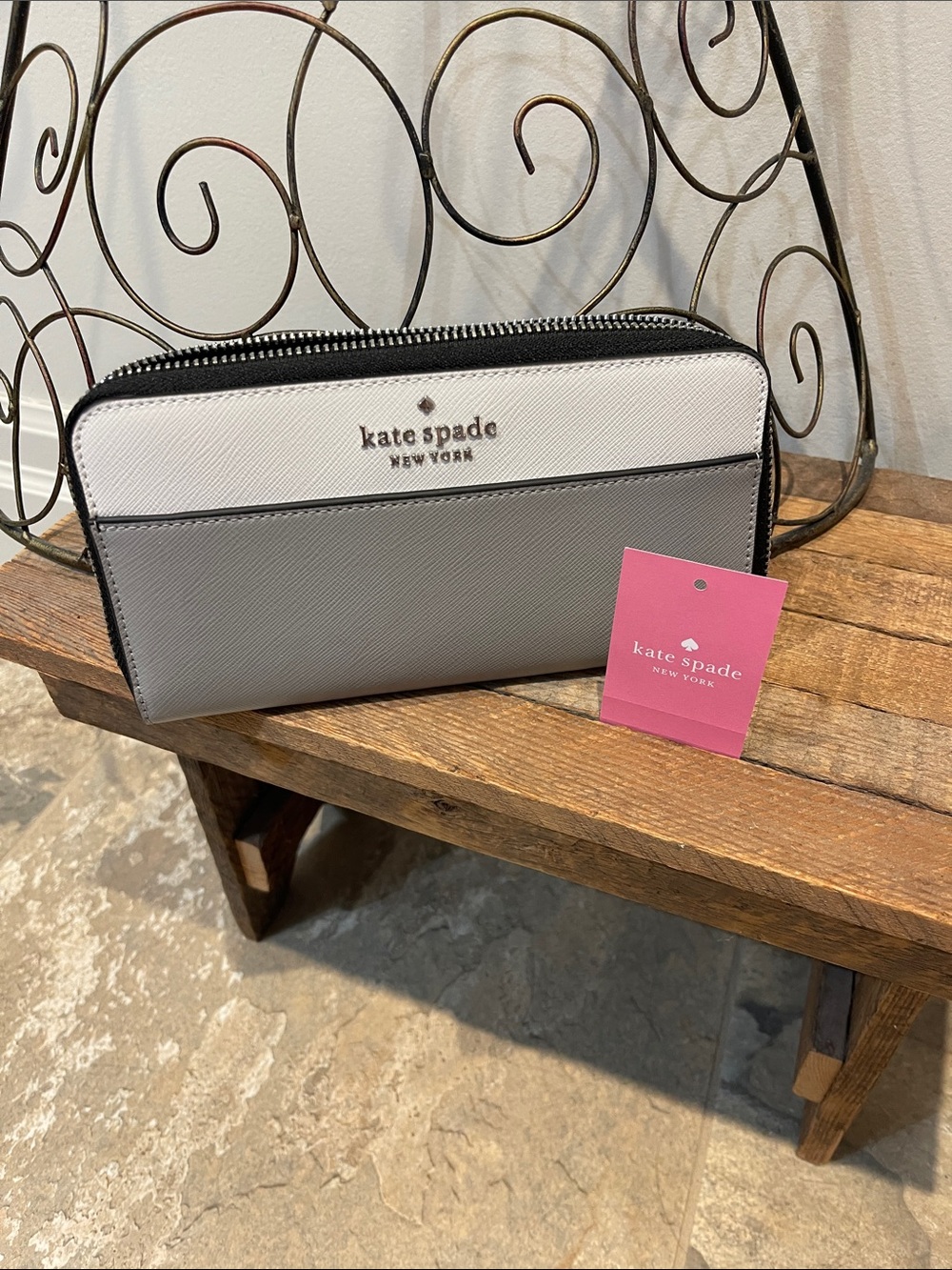 🆕 Kate Spade Staci Large Continental Wallet, Nimbus Grey Multi